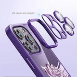 For Iphone 16 Pro Max Fairy Rose Clear Case,Cute Flower Floral With Glitter Bling Sparkly Camera Lens Protector Soft Tpu Bumper Shockproof Women Girls Case For Iphone 16 Pro Max 6.9" (Purple)