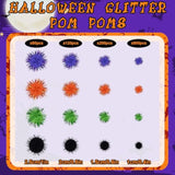 1200 Pieces Halloween Glitter Pom Poms in 4 Sizes for DIY Crafts & Party Decorations