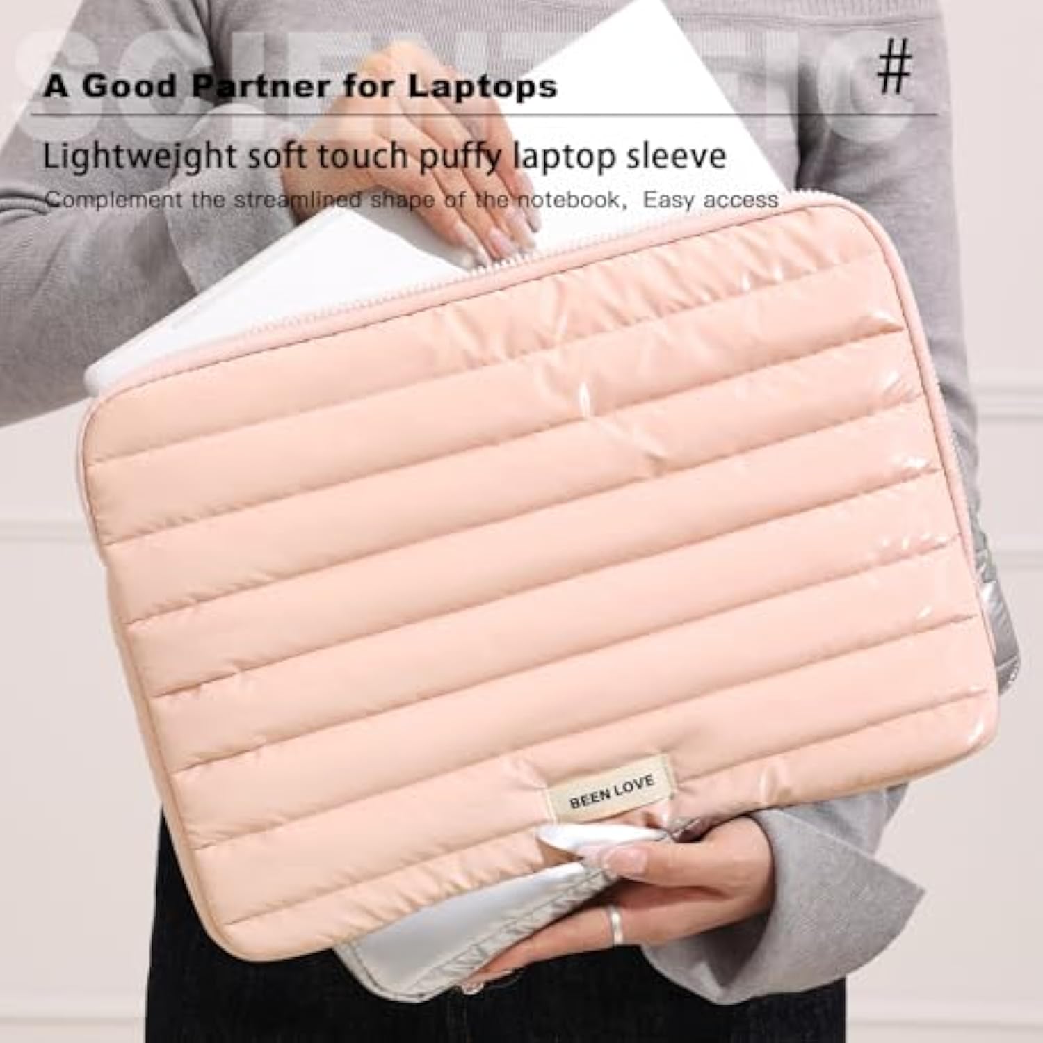 Laptop Sleeve Bag 15 Inch, Fashion Waterproof Puffy Soft Laptop Carrying Case For Macbook Air Pro 15 Inch, Dell, Asus, Hp 15 Inch Laptop Device- Pink