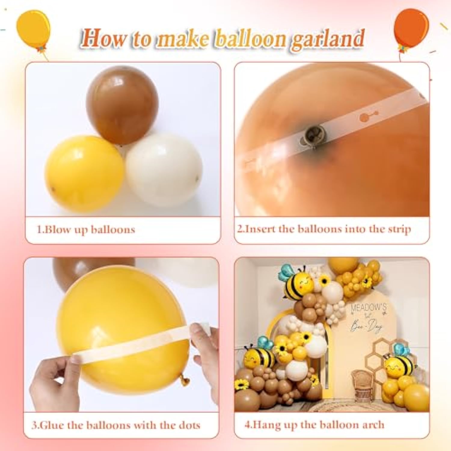 Bee Balloon Arch Kit: Bumble Bee Party Garland, Gender Reveal Decor