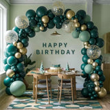 Green And Gold Balloon Arch Garland Kit, 120Pcs Dark Emerald Green Sage Green Sand Gold Confetti Green Gold Balloon For Birthday Graduation Wedding Christmas New Year Eve Party Decorations