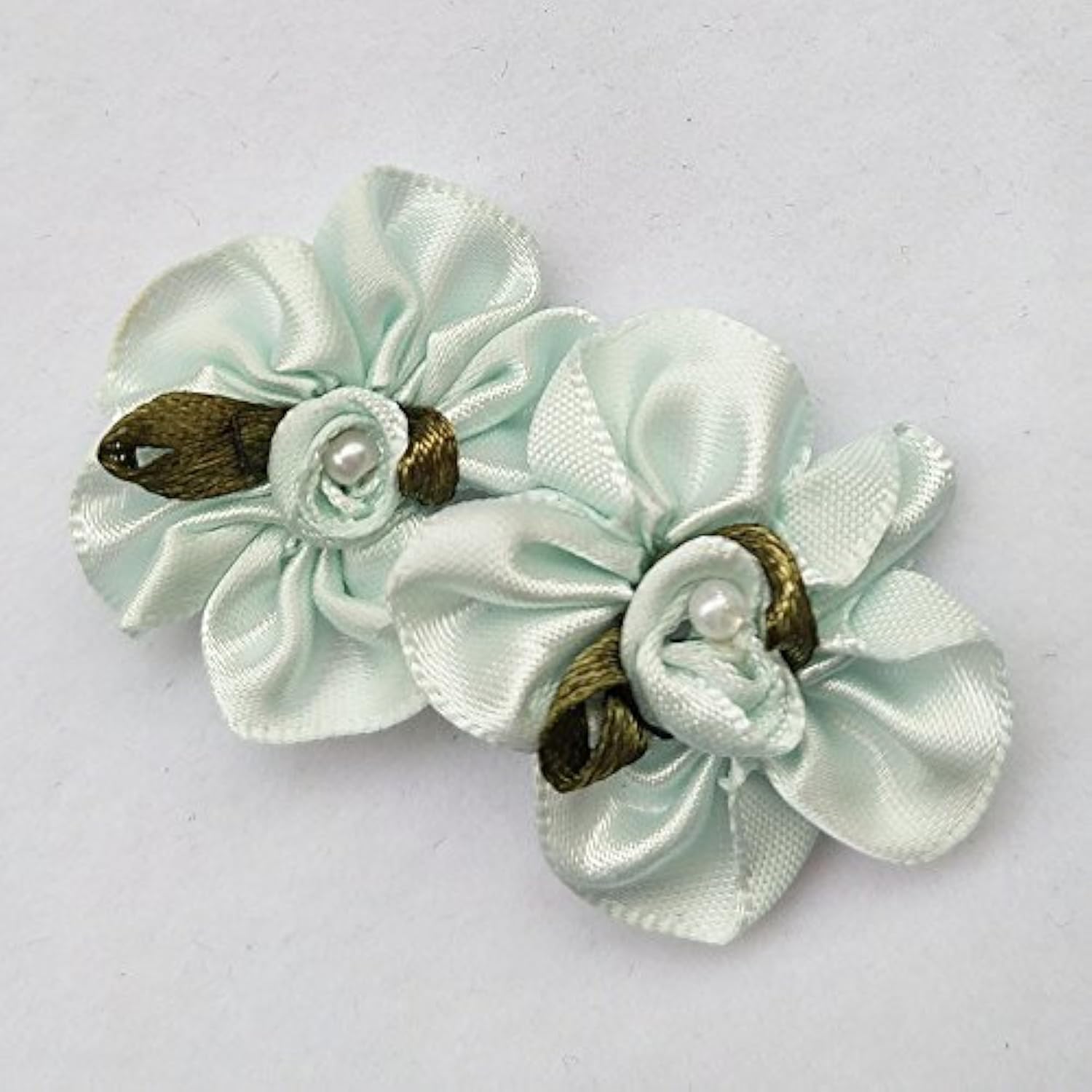 40Pcs Satin Ribbon Flower Bows Rose Craft Wedding Sewing Appliques Pol