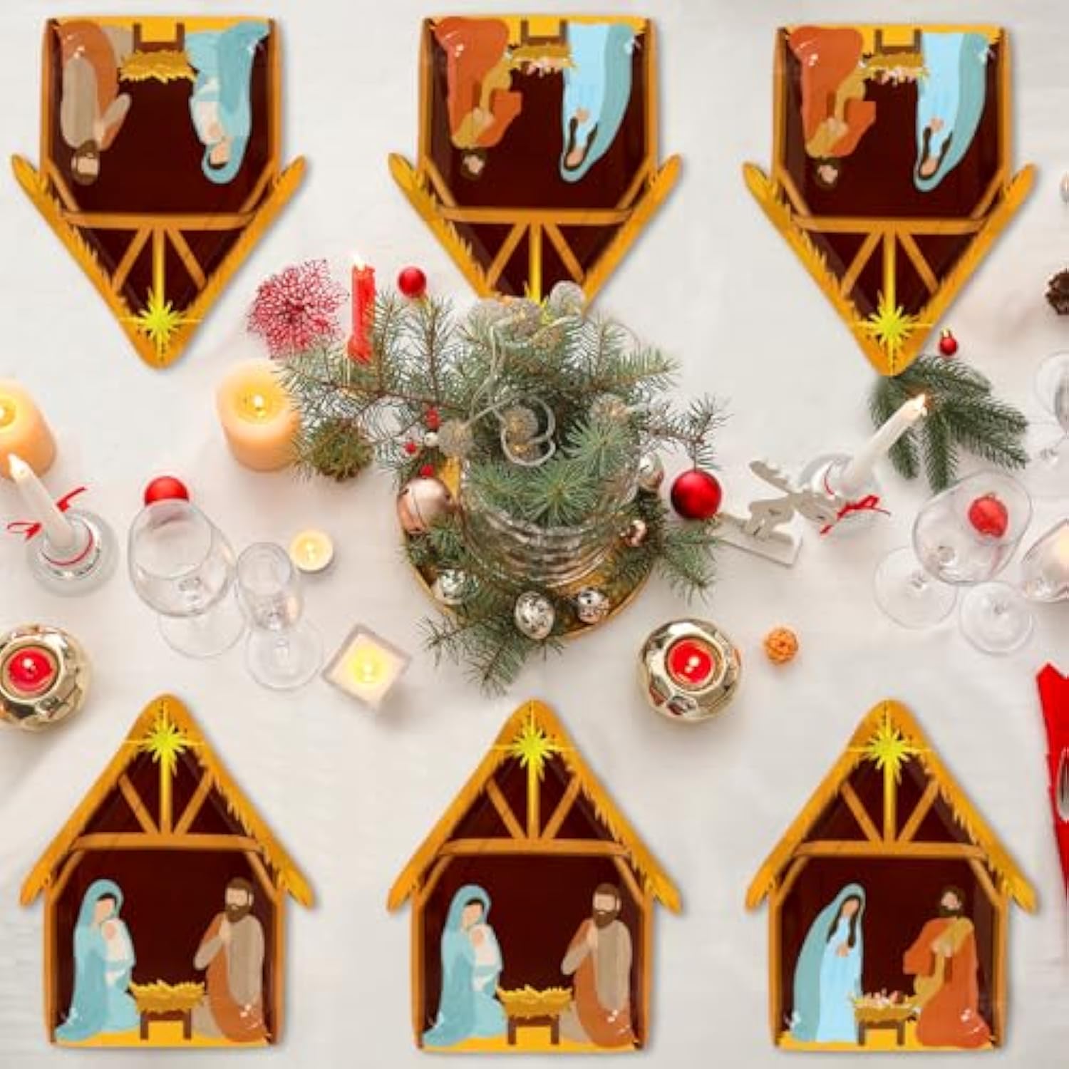 50Pcs Easter Nativity Paper Plates Jesus Religious Themed Party Supplies For Easter Christmas Holy Night Celebrations Disposable Dessert Plates For Nativity Birthday Holiday Decorations