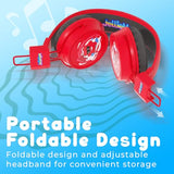Booma Beats Wired Headphones for Kids, 3.5mm Plug, Fun Characters and Colors, Volume Controls, Great for School (Blue)