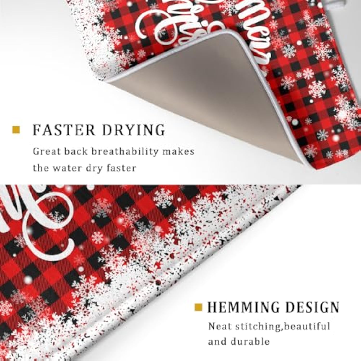 Christmas Dish Drying Mats For Kitchen Counter 18"X24" Merry Christmas Snowflake Microfiber Reversible Drying Mat Kitchen Accessories Christmas Dish Drainer Pad For Coffee Bar Tableware Protector