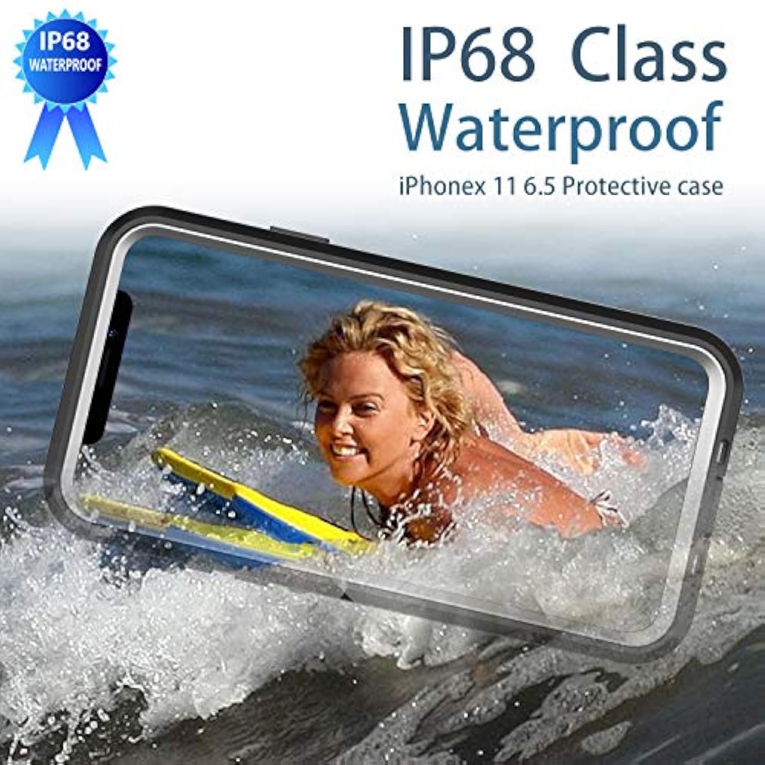 Iphone 11 Pro Max Waterproof Rugged Case - Slim Design With Built-In Screen Protector, Shockproof, 6.5" (Black&Gray)