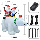 7Ft Lighted Christmas Inflatable Polar Bear With Santa Claus And Penguine Christmas Decoration For Christmas Party Yard
