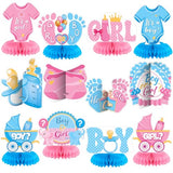 12 Pcs Gender Reveal Decorations - Boy or Girl Honeycomb Centerpieces for Table, Pink Blue Gender Reveal Table Decorations for Baby Shower, Pregnancy Announcement Party Supplies
