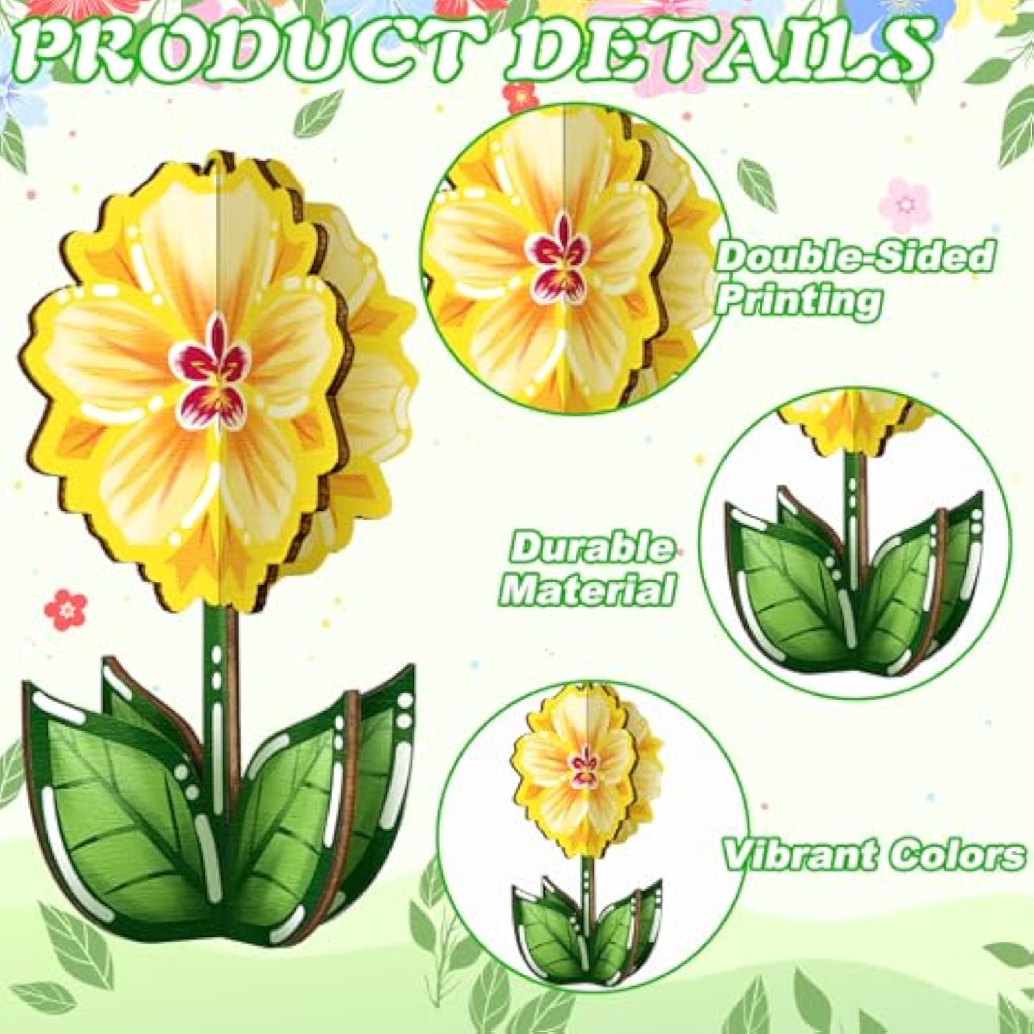 12 Pcs Spring Flower Wood Signs Retro 3D Flowers Table Decoration Rustic Farmhouse Table Centerpiece Floral Block Tabletop Signs For Spring Home Tiered Tray Decor