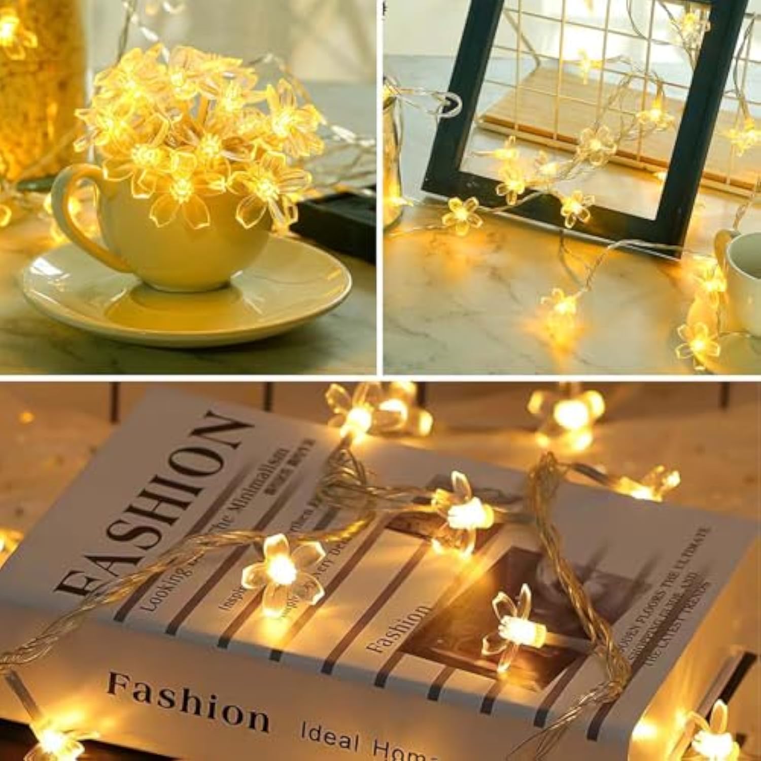 Flower String Lights 15 Ft 30 Led Fairy Christmas Lights Battery Operated Indoor&Outdoor Twinkle Lighting Bedroom Decor