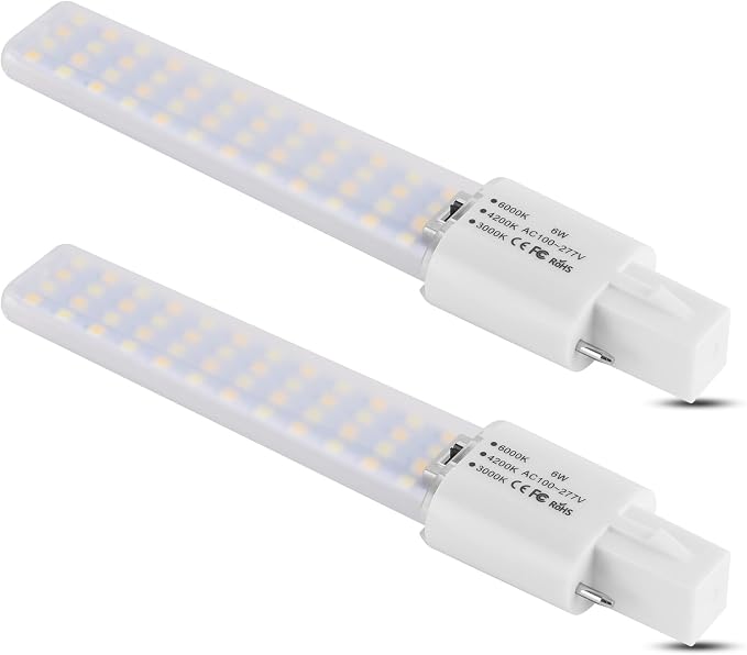 G23 LED Light Bulb 6W 2-Pin PL Replacement for 13W CFL 3 Color Selectable 2 Pack