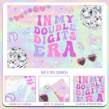 Iridescent 10th Birthday Banner for Girls Music Superstar Party Decor 59x39 Inch