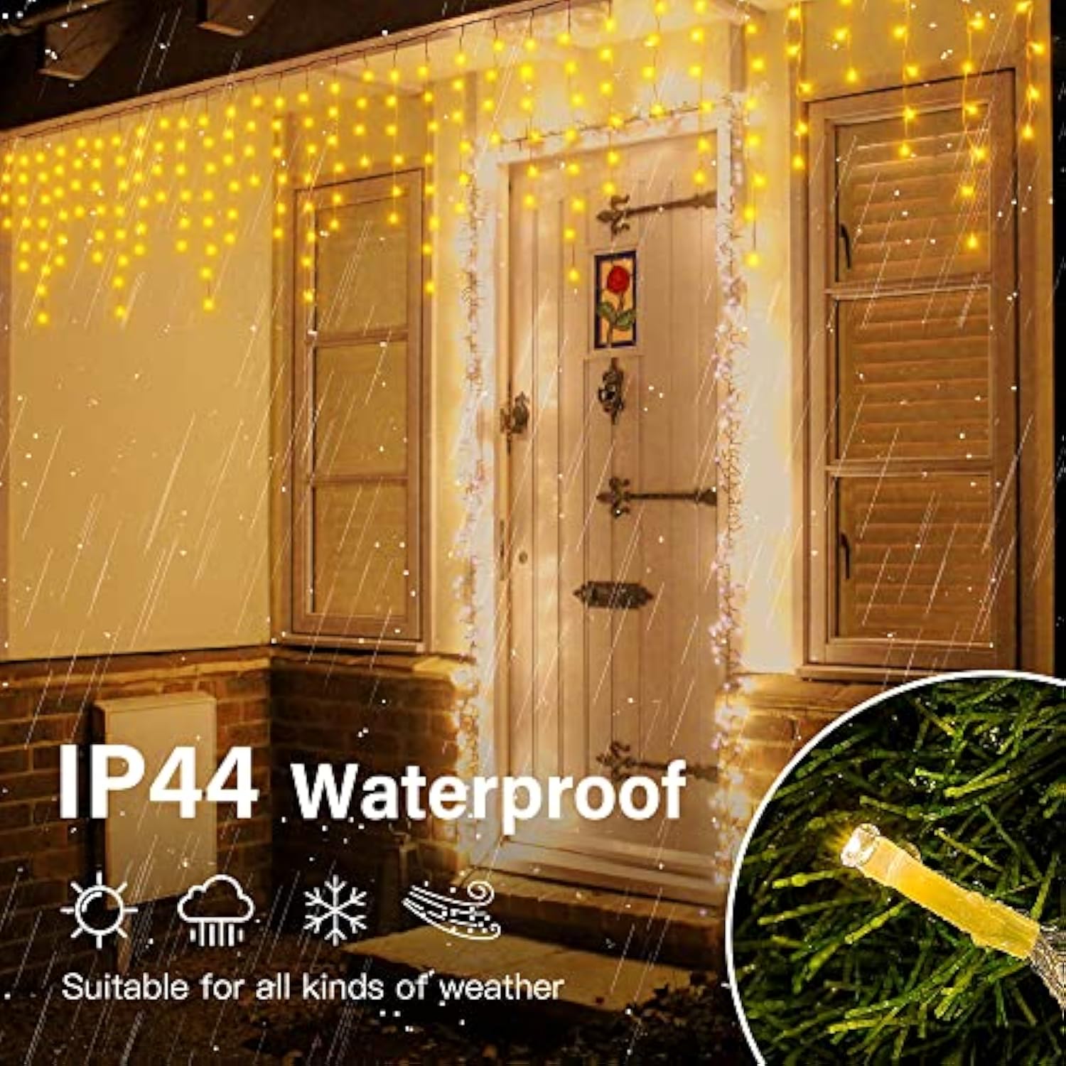 33Ft 360L Led Christmas Icicle Lights Outdoor Waterproof,8 Modes Plug In Curtain String Lights With 60 Drops,Christmas L