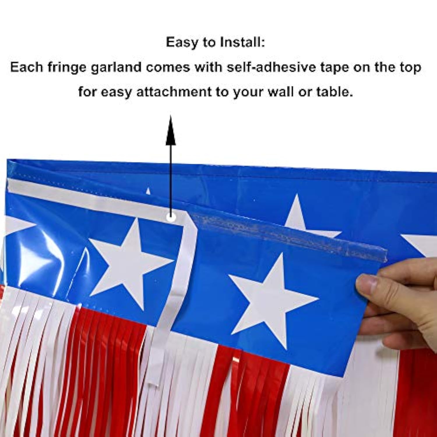 Parade Floats Foil Fringe Skirting Decorations - Pack Of 4 - Each 15" X 10 Feet American Flag Stripes And Stars Metallic Tinsel Patriotic Garland For 4Th Of July, Homecoming Or Christmas Float (4)
