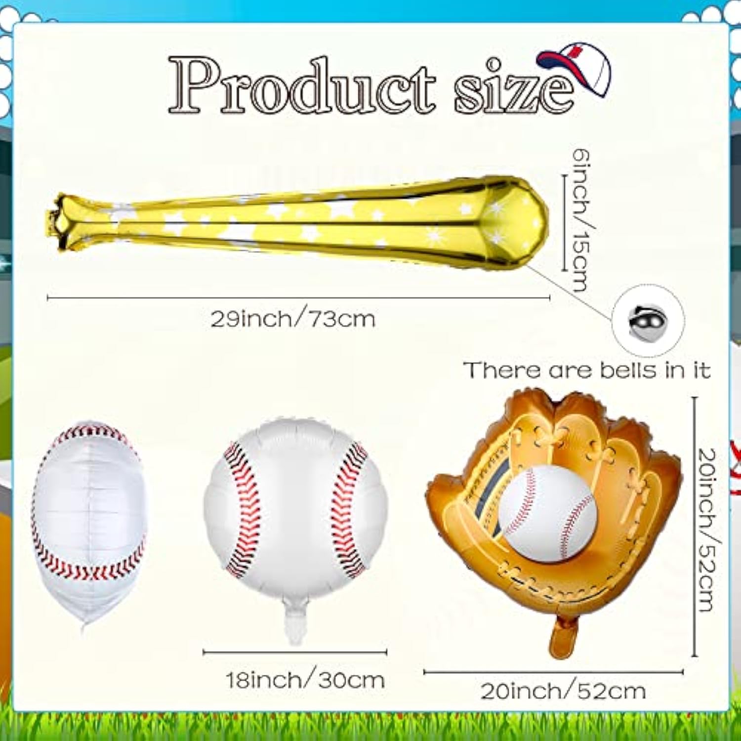 18 Pieces 18 Inch Baseball Balloons Baseball Foil Balloons 20 Inch Glove Jumbo 30 Inch Bat For Birthday Sports Theme Party Decoration Photo Props Supplies
