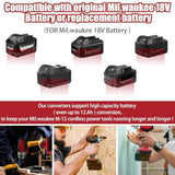 For Dewalt&For Milwaukee 18V Battery To For Milwaukee 12V Tool Adapter,Replacement For Milwaukee M12 Battery 48-11-2410 48-11-2411 48-11-2420 Compatible With Milwaukee M12 Cordless Power Tools