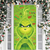 Merry Christmas Door Cover Green Christmas Decoration Winter Birthday Party Decor Front Door Banner