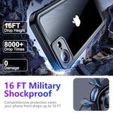 Compatible With Iphone 16E Case Waterproof, Built-In Screen & Camera Protector Ip68 Underwater Full Body 16Ft Military Dropproof Shockproof Phone Case For Iphone 16E 6.1"-Black/Clear