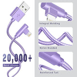 Iphone Charger,3 Pack 6Ft Lightning Cable [Apple Mfi Certified] Iphone Fast Charging Cable 90 Degree Nylon Braided Cord Compatible With Iphone 14/13/12/11 Pro Max/Xs Max/Xr/Xs/X/8/7/Plus/Ipad