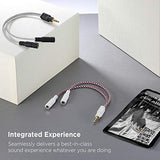 Headphone Splitter, Knitted 3.5mm Audio Splitter TRS 3-Pole Aux Splitter Cable for Headphones Earphones Speakers -Zebra White