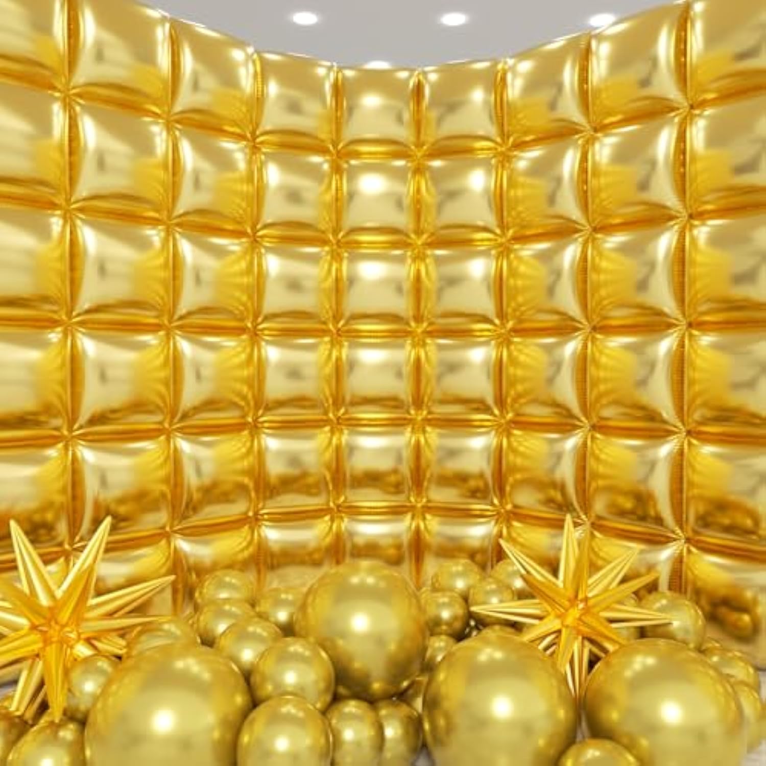 50Pcs Black Square Foil Balloons Wall Backdrop With 80Pcs Black Balloon Garland Arch Kit, Double Sided Balloon Tunnel For Anniversary New Year Birthday Graduation Baby Shower Party Decorations