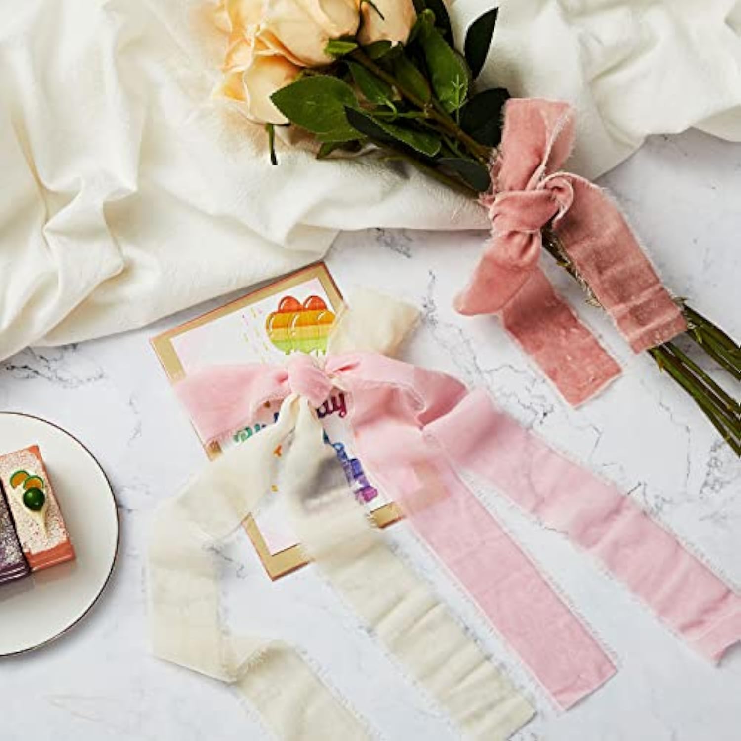 6 Rolls Velvet Ribbon 2 Inch X 6.6 Yard In All Silk Velvet Ribbon Fray