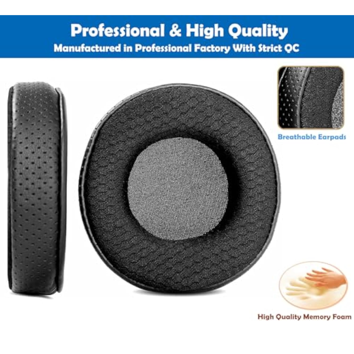 Breathable Replacement Earpads Cushion Compatible With Ath-Ar3Bt Ath Ar3Bt Headphone Ear Pads With Mesh Fabric/Punched Protein Leather And Memory Foam