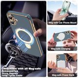 Grey Blue Plating Phone Case for iPhone 17 with 6.3" Stand