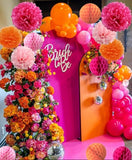 15PCS Hot Pink Orange Party Decorations Tissue Paper Flowers Pom Poms Honeycomb for Girl Groovy Birthday Baby Shower Wedding Bachelorette Summer Flamingo Party Nursery Wall Hanging Décor