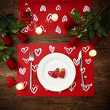 36 Pcs Valentine‘S Day Heart Paper Placemats Disposable 16.5 X 11.8 Inch Red Love Heart Placemat Paper Table Mat For Wedding Valentine Anniversary Party Kitchen Dining Table Decor