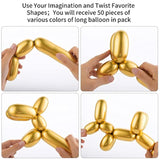 50 Pcs 260 Long Metallic Gold Latex Modeling Twisting Balloons For Birthday, Wedding, Engagement, Anniversary, Christmas, Festival Party Decoration