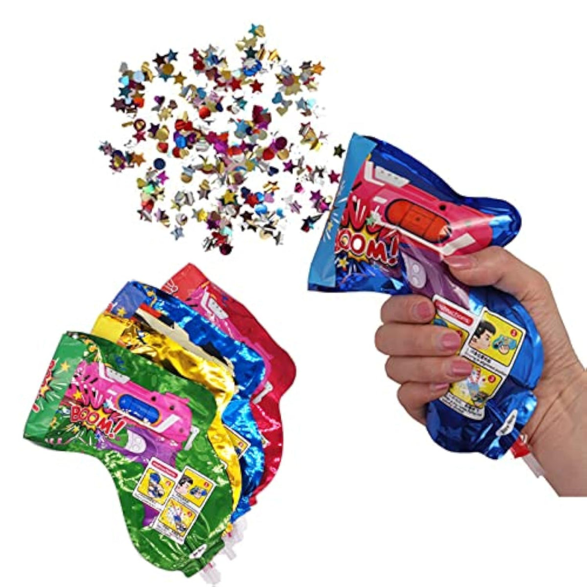 Inflatable Fireworks Gun 20Pcs Confetti Poppers Multicolor Novelty Party Toys