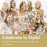Gold & Silver Confetti Poppers Confetti Cannon | 6 Pack | Party Poppers Decoration For Wedding, Engagement, Graduation, Birthday | Wedding Party Favors | Launches 25 Ft | 12 Inch |