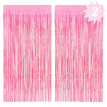Decorations Hot Pink Iridescent Fringe Foil Curtain - Set Of 2 | Bachelorette Party Bridal Shower Backdrop, Wedding, Birthday Photo Booth