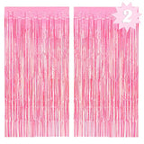 Hot Pink Iridescent Fringe Foil Curtains Set of 2 Bachelorette Wedding Backdrop