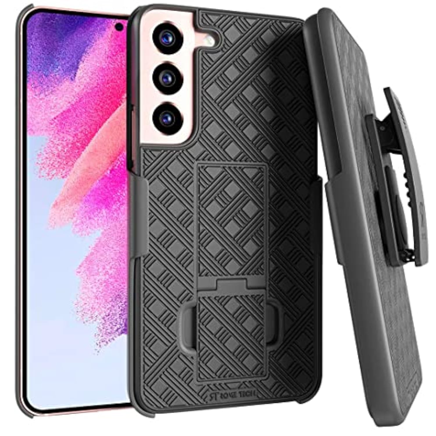 Designed For Samsung Galaxy S22 Case With Belt Clip Holster - Kickstand Cover Phone Case - Black