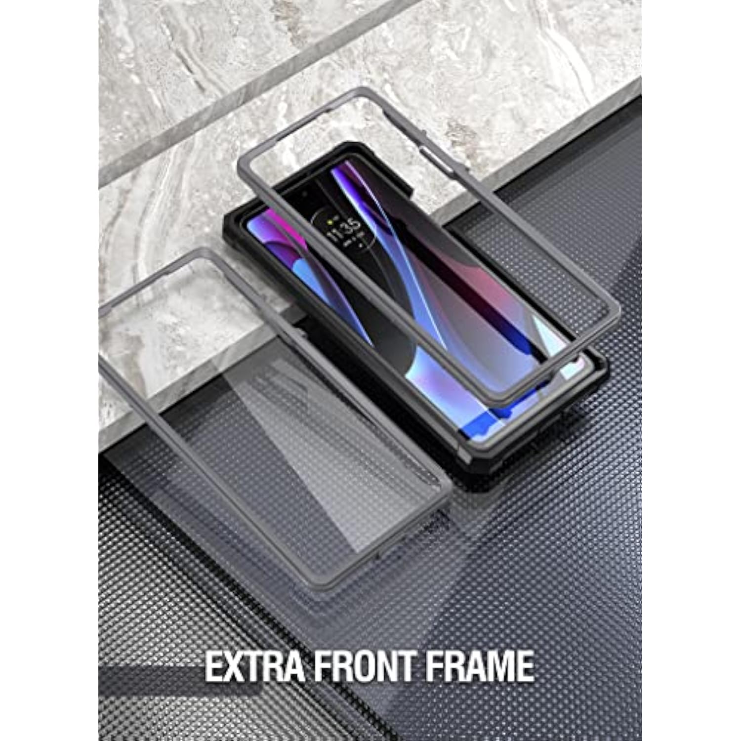 Guardian Series Case Designed For Motorola Edge Plus 5G 6.7" (2022) / Edge+ 5G Uw (2022), Model # Xt2201,Full Body Hybrid Shockproof Bumper Cover With Builtin Screen Protector, Black/Clear