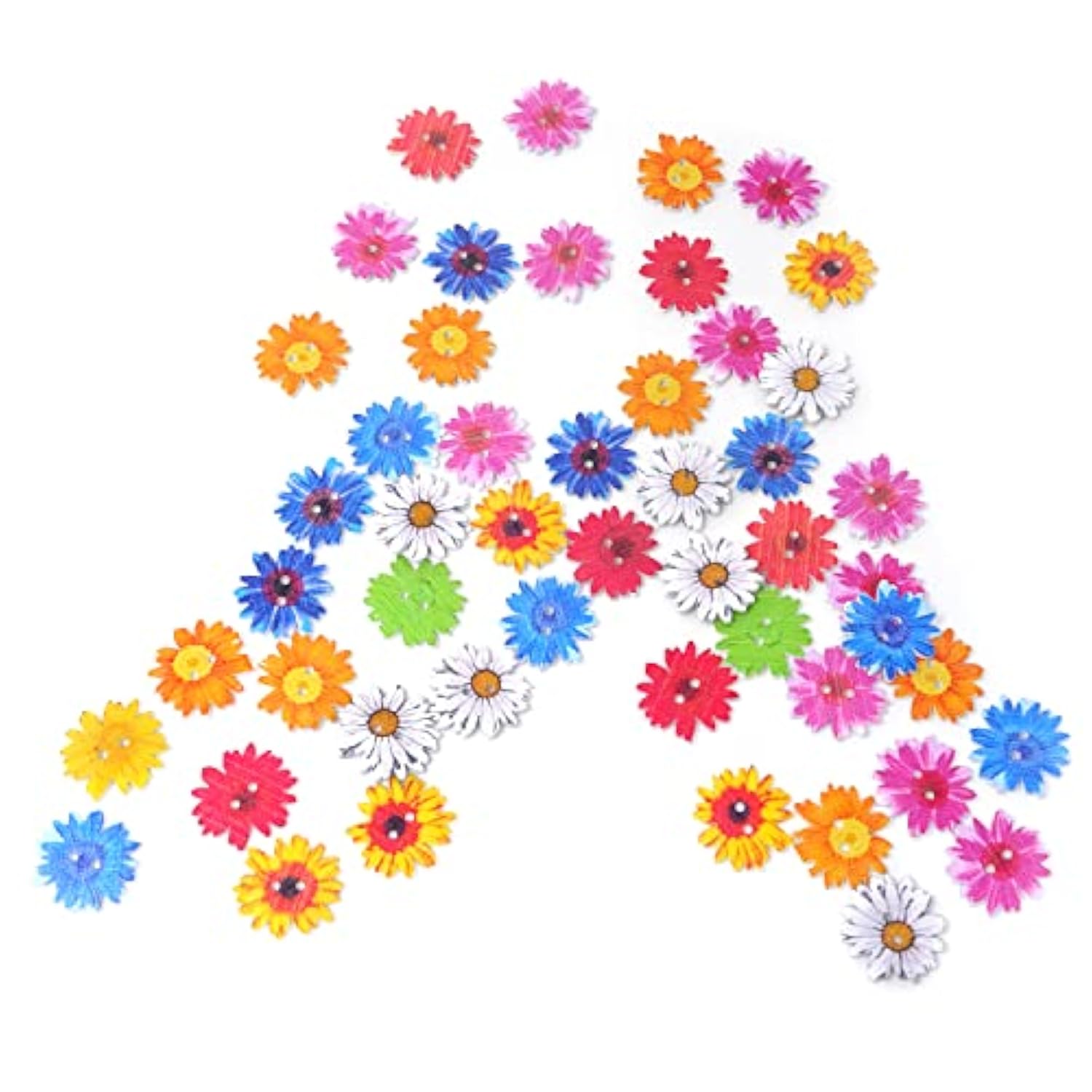 50Pcs 25Mm 1 Inch Wooden Daisy Flower Buttons Decorative Buttons For S