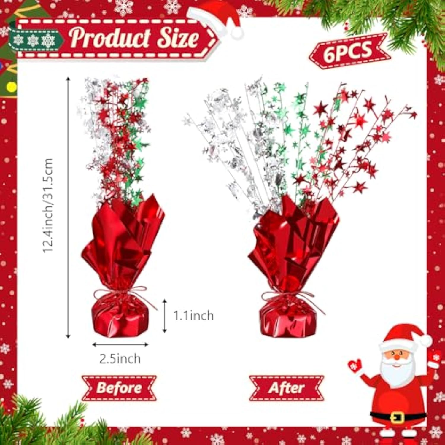 8-Pack Metallic Foil Spray Star Table Centerpieces for Holiday and Party Decor