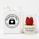 Shopcuti-Plus Red Tulip Glass Jar Soy Wax Candle, Handmade Decorative Candle With The Seal Of Indulgence Fragance, Long Lasting Burn, Gift Ready For Wedding, Home & Birthday(1 Unit)