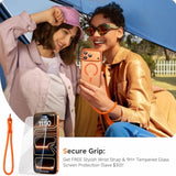 Stronger Magnetic & Shockproof For Iphone 17 Pro Max Case,Fit For Magsafe, With Screen Protector & Wrist Strap, Military-Grade Drop, Translucent Slim For Iphone 17 Promax Case, Official Cosmic Orange