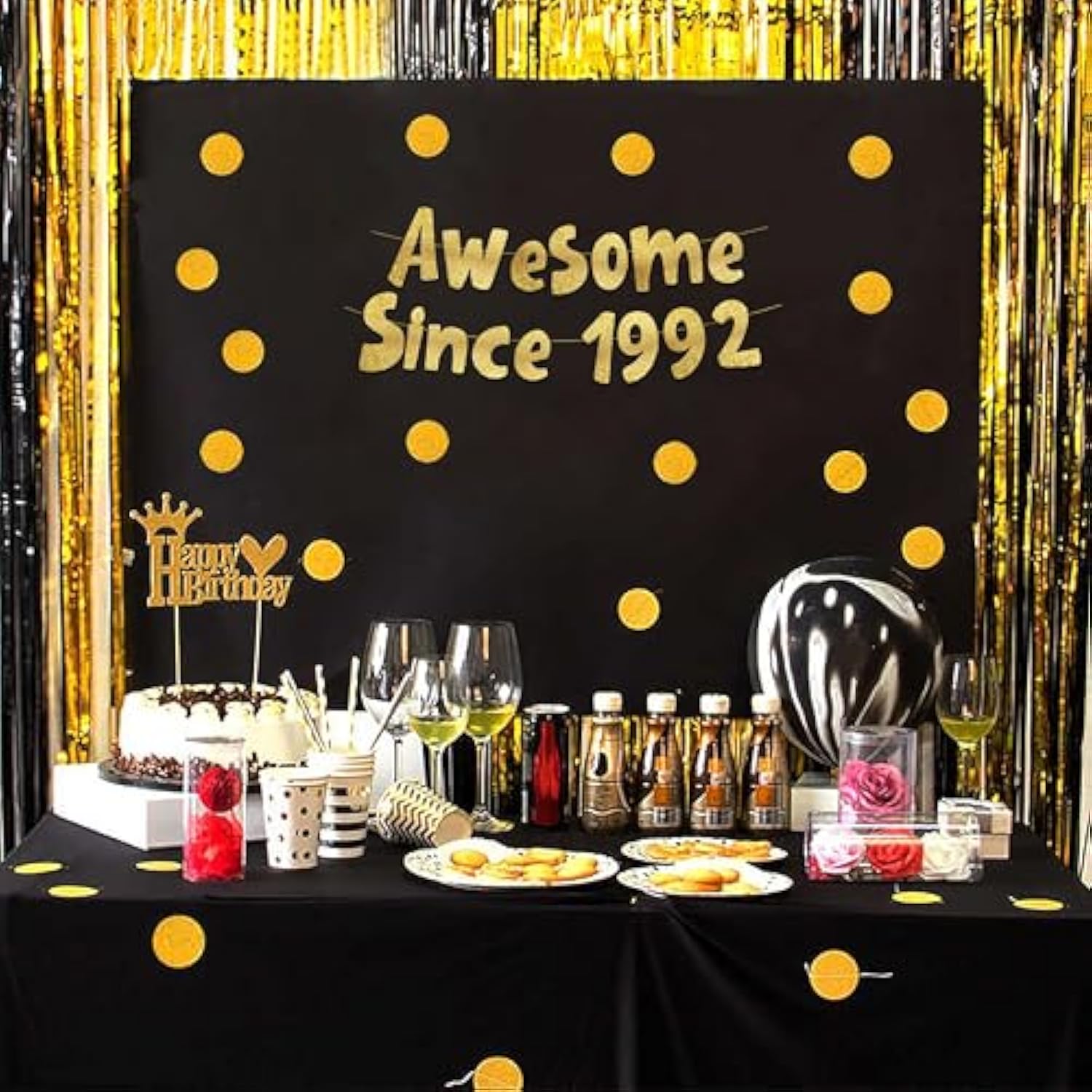 Awesome Since 1992 Gold Glitter Banner - 33Rd Birthday And Anniversary Party Decorations