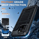 For Iphone 16 Pro Max Case Waterproof, Metal Heavy Duty Full Body Protective Case With Built-In Screen Protector, Military Grade Shockproof Defender Cover For Iphone 16 Pro Max 6.9", Black