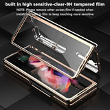 For Samsung Galaxy Z Fold 3 Case [ Electroplated Frame ] Leather Back, Built In Screen Protector, Ultra Thin And Slim, Wireless Charging, Grip Easy, Phone Cover 5G 2021, Black