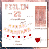 66 Pcs Feelin 22 Balloons Banner 22nd Birthday Party Supplies Decoration