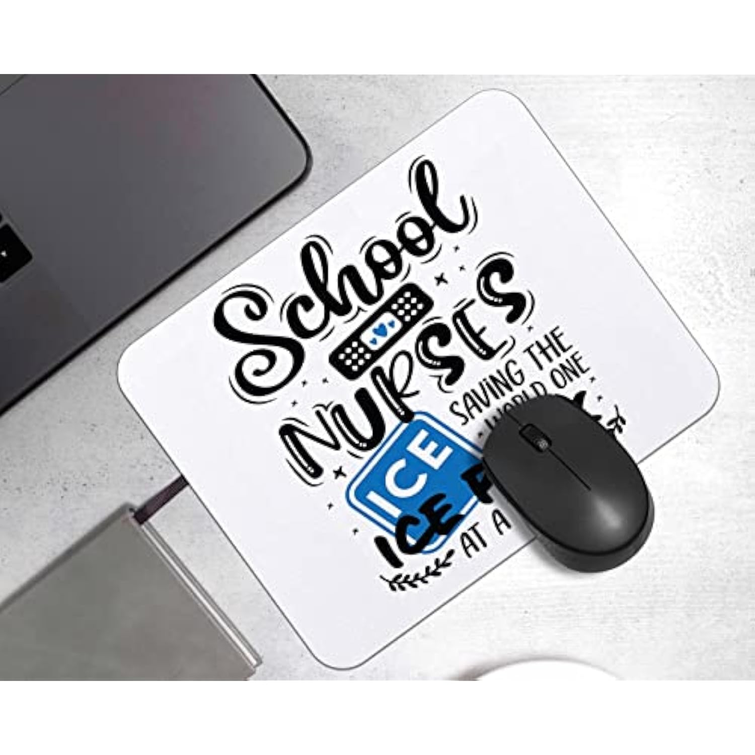 School Nurses Saving The World One Ice Pack At A Time Mousepad 9.5×7.9 Inch Non-Slip Rubber Base Square Mouse Pads For Computers Laptop Office Home Dorm Desk Decor,Graduation Gifts For Nurses
