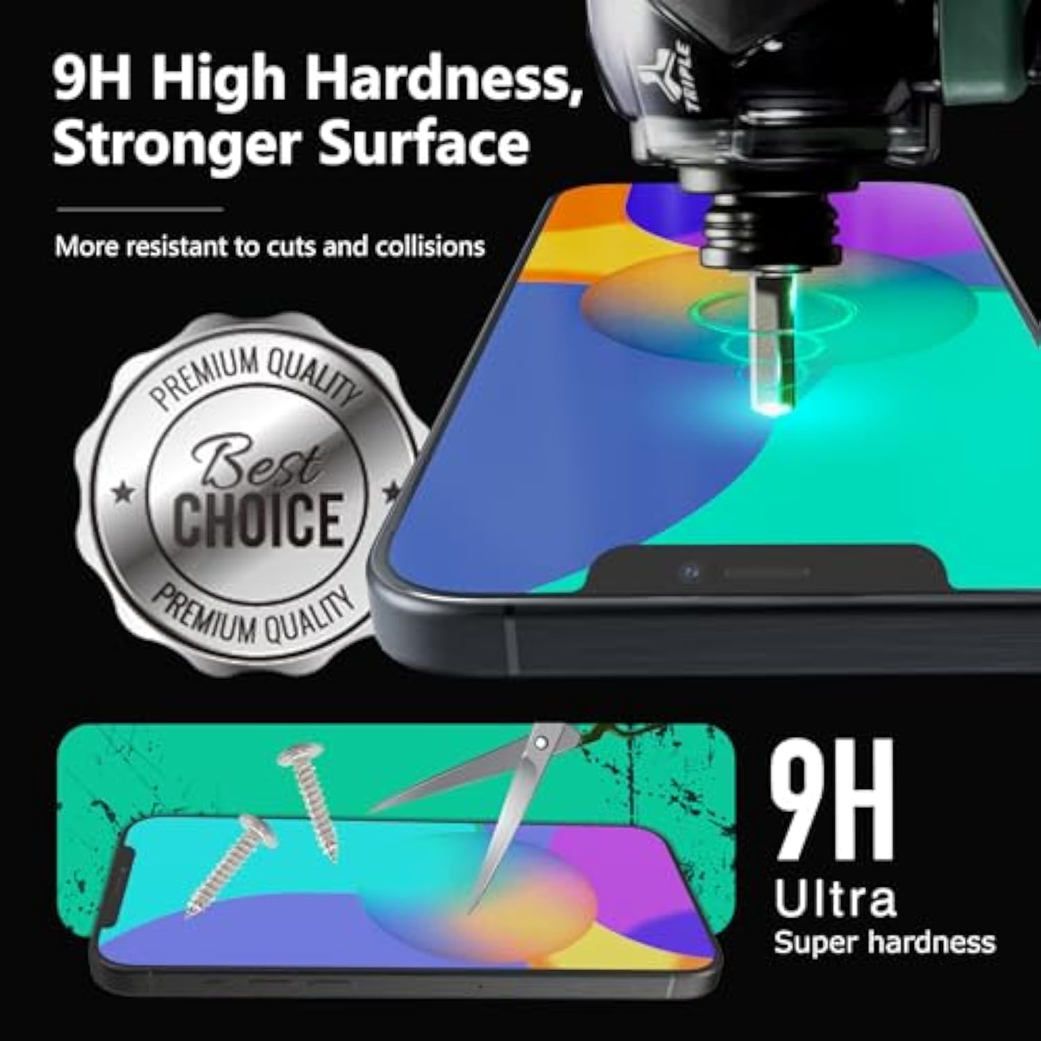 Iphone 12 Pro Max Screen Protector 9H Ultraglass [Military-Grade] Shatterproof Tempered Glass Full Coverage Film For Iphone 12 Pro Max With Auto Alignment Kit, 1-Pack