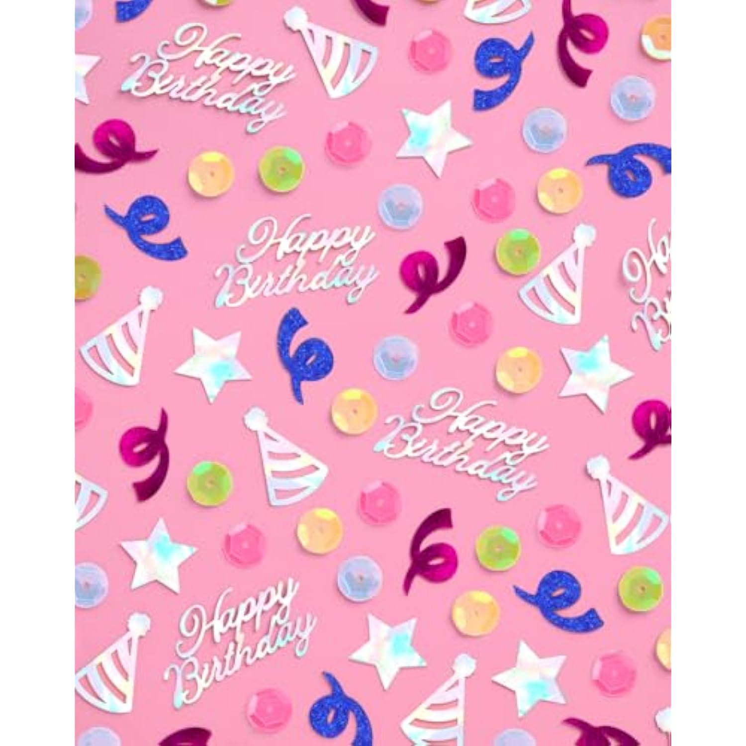 Happy Birthday Confetti Rainbow | Birthday Party Decorations, Iridescent Foil, Pastel Sequins, Table Scatter, Celebration Decor, Sparkle
