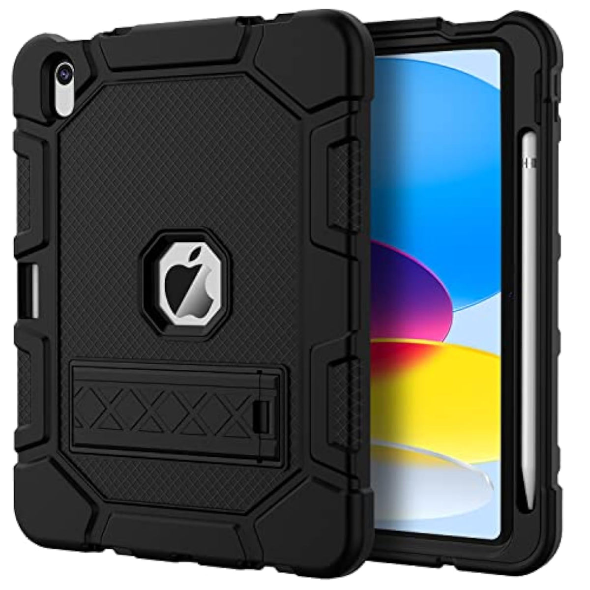 Case For (A16) 11Th Generation 11 Inch 2025 / 10Th Generation 10.9 Inch 2022, [Built-In Pencil Holder] Heavy Duty Shockproof Rugged Protective Case, Black