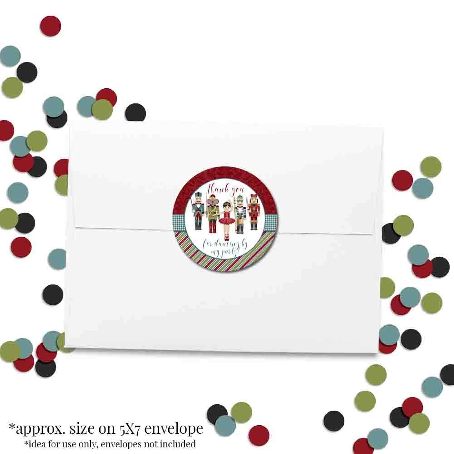 Nutcracker Ballet Themed Christmas Holiday Thank You Sticker Labels, 40 2" Party Circle Stickers By Amandacreation, Great For Party Favors, Envelope Seals & Goodie Bags